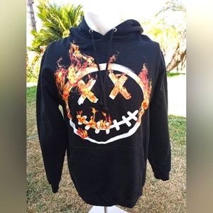 Bwood Vinnies Black Hoodie Pull Over Lost Flame No Deal With Skulls Size Small.